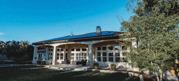 Close-up view of a medium-sized home with a SunPower Solar system